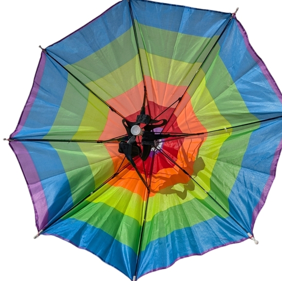 UMBRELLA Rainbow Nylon Sun Snow Rain Portable Hat - Picture 3 of 11